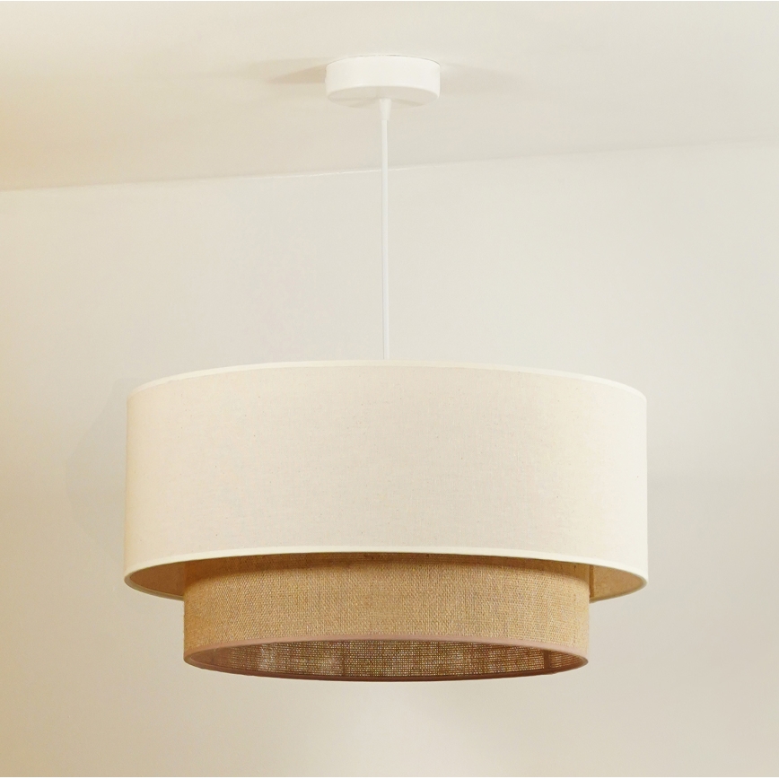 Duolla - Lampadario a sospensione con filo BOHO 1xE27/40W/230V diametro 45 cm color crema/marrone