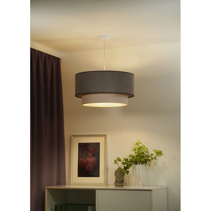 Duolla - Lampadario a sospensione con filo BOHO ECO RECYCLING 1xE27/15W/230V diametro 45 cm marrone/color crema