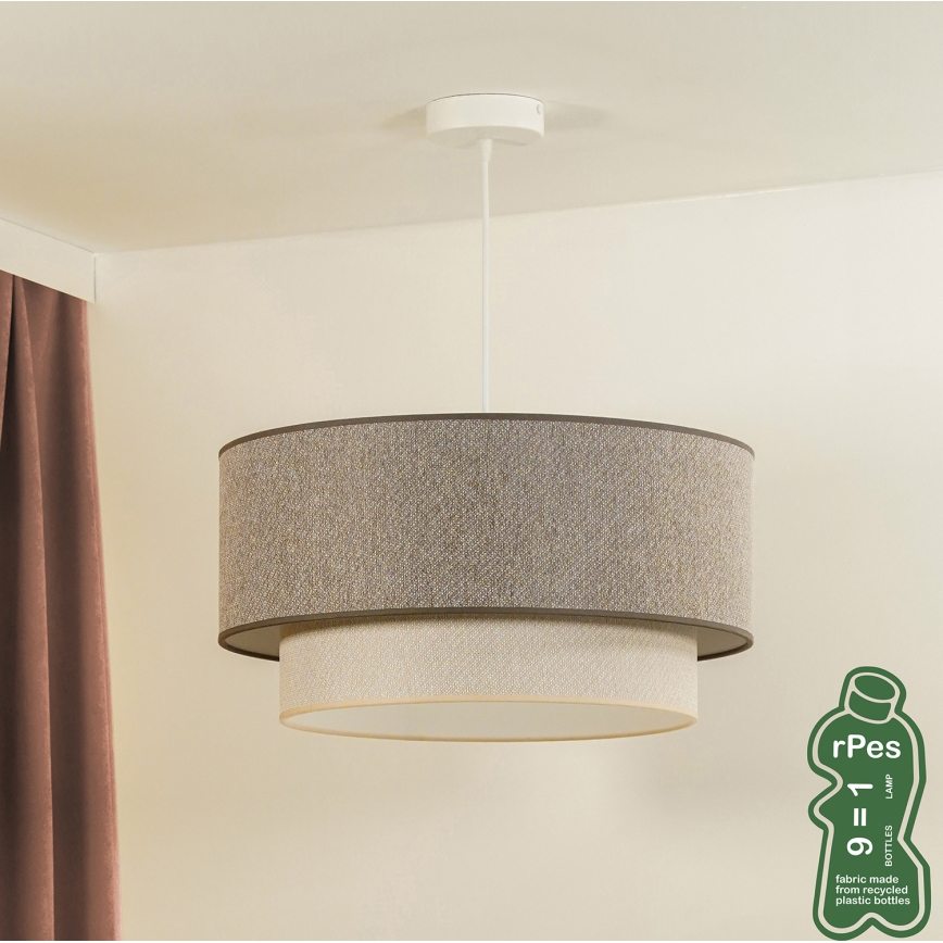 Duolla - Lampadario a sospensione con filo BOHO ECO RECYCLING 1xE27/15W/230V diametro 45 cm marrone/color crema
