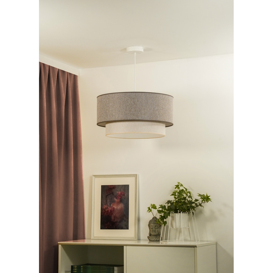 Duolla - Lampadario a sospensione con filo BOHO ECO RECYCLING 1xE27/15W/230V diametro 45 cm marrone/color crema