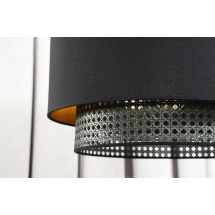 Duolla - Lampadario a sospensione con filo BOHO RATTAN 1xE27/15W/230V diametro 45 cm nero