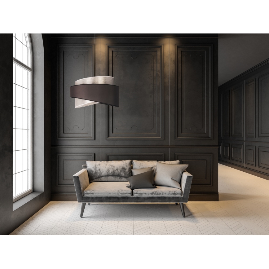 Duolla - Lampadario a sospensione con filo BROOKLYN 1xE27/40W/230V diametro 50 cm argento/nero