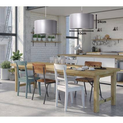 Duolla - Lampadario a sospensione con filo CANNES 1xE27/15W/230V diametro 45 cm argento