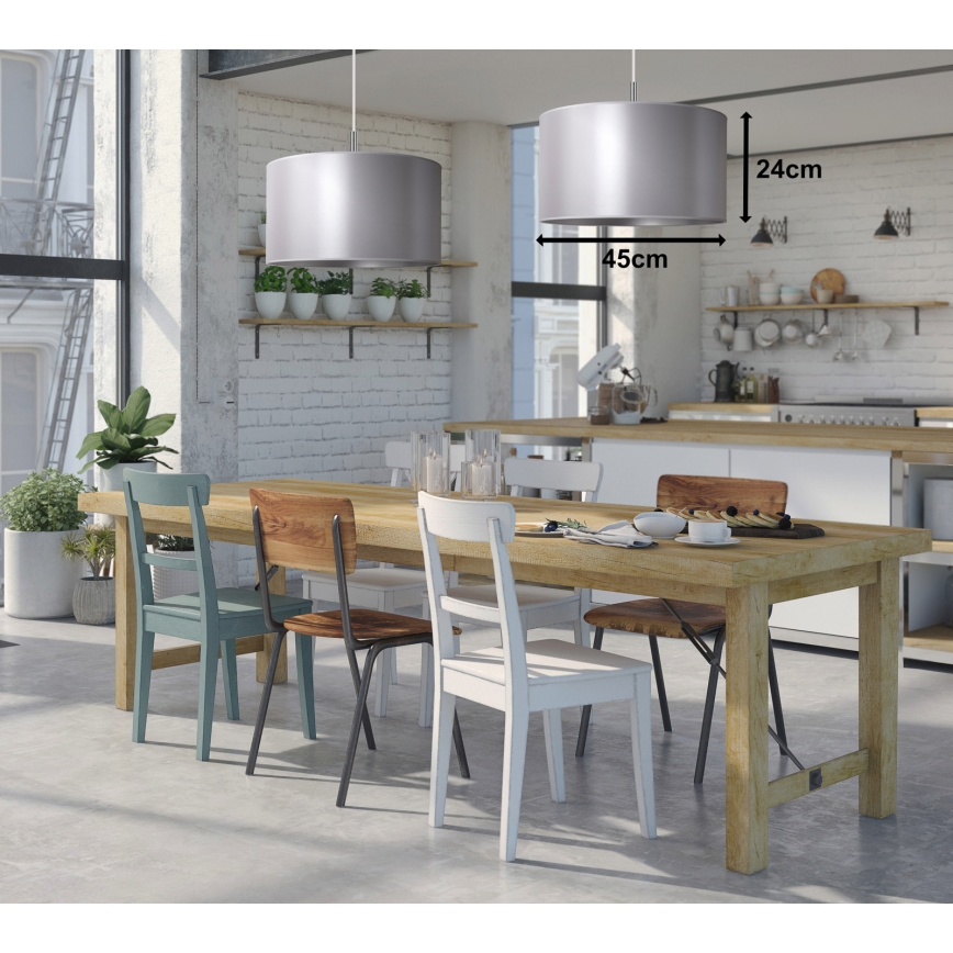 Duolla - Lampadario a sospensione con filo CANNES 1xE27/15W/230V diametro 45 cm argento
