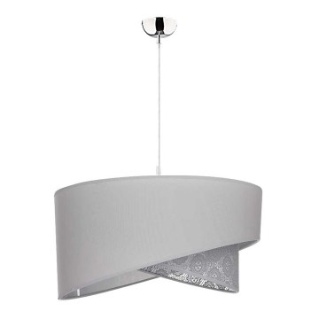 Duolla - Lampadario a sospensione con filo CELLO 1xE27/40W/230V diametro 45 cm grigio/pizzo