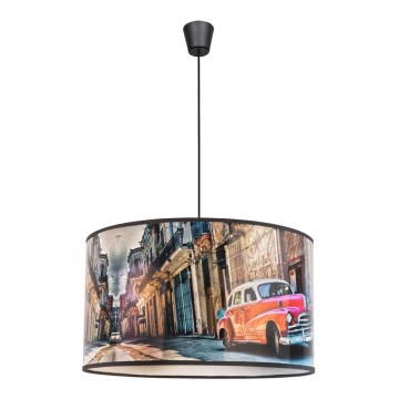 Duolla - Lampadario a sospensione con filo CUBA ROSSO 1xE27/15W/230V diametro 35 cm