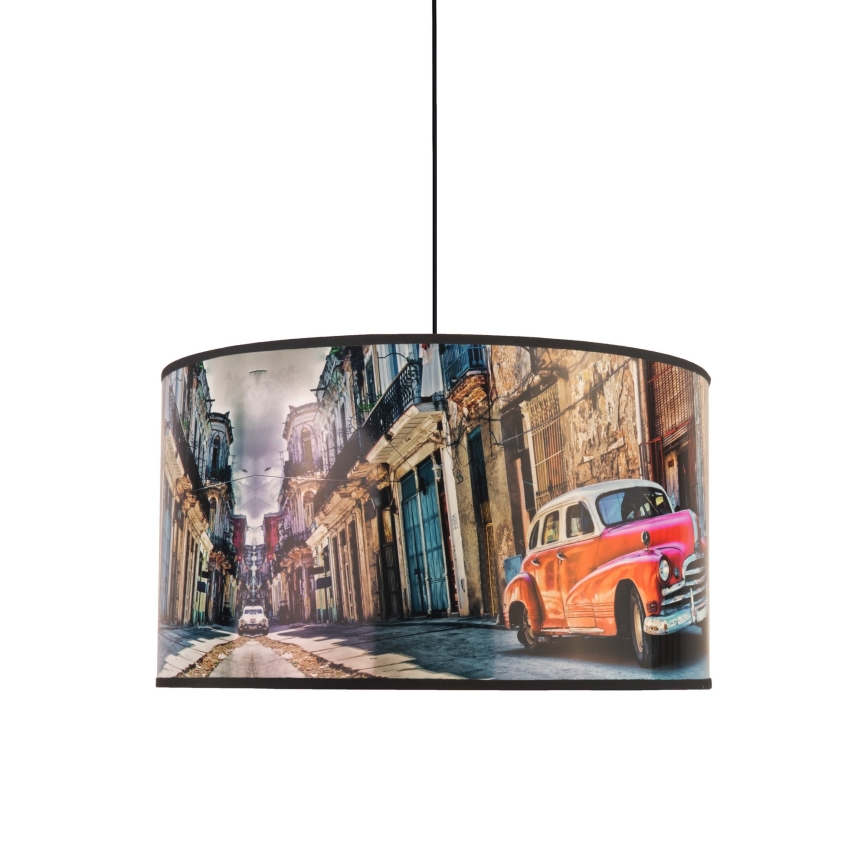 Duolla - Lampadario a sospensione con filo CUBA ROSSO 1xE27/15W/230V diametro 35 cm