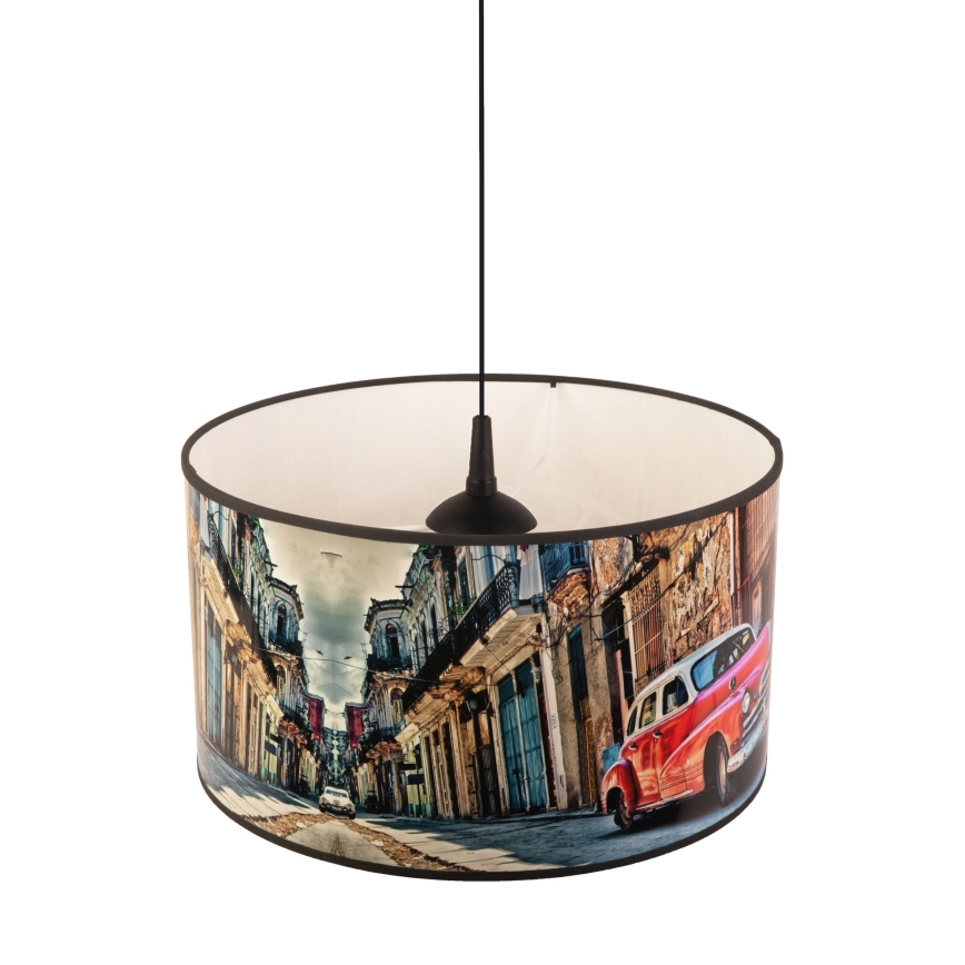 Duolla - Lampadario a sospensione con filo CUBA ROSSO 1xE27/15W/230V diametro 35 cm