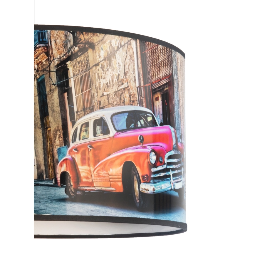 Duolla - Lampadario a sospensione con filo CUBA ROSSO 1xE27/15W/230V diametro 35 cm