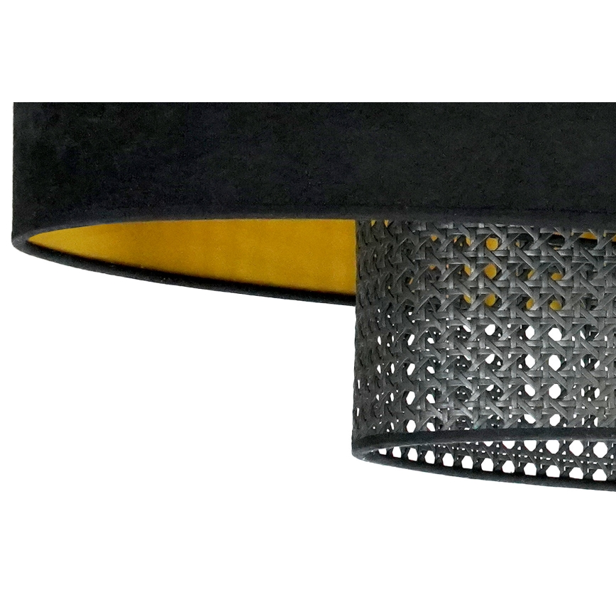 Duolla - Lampadario a sospensione con filo DOUBLE OVAL RATTAN 2xE27/15W/230V nero/rattan