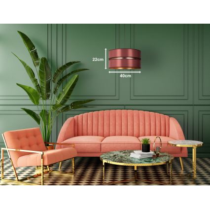 Duolla - Lampadario a sospensione con filo DUO 1xE27/15W/230V diametro 40 cm bordeaux/oro