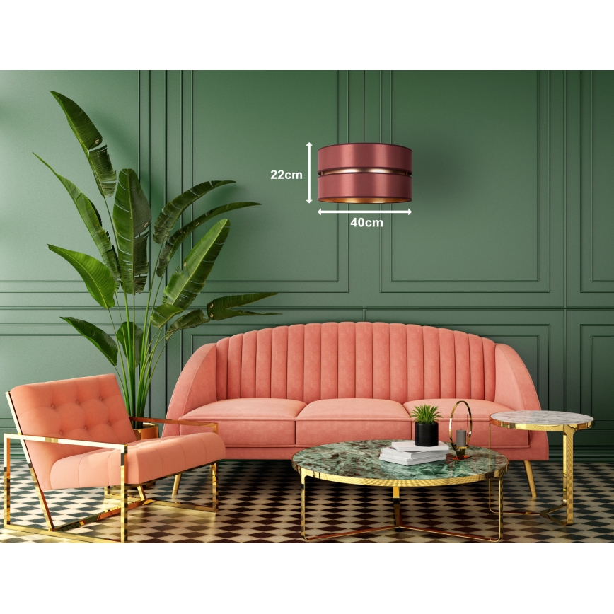 Duolla - Lampadario a sospensione con filo DUO 1xE27/15W/230V diametro 40 cm bordeaux/oro