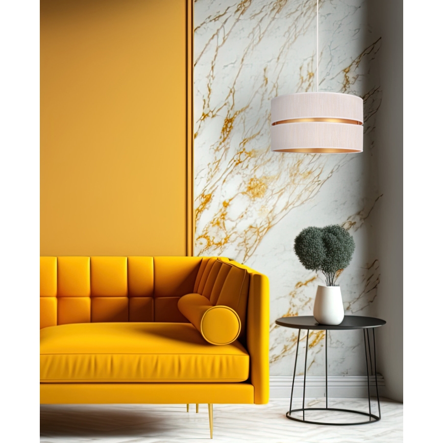 Duolla - Lampadario a sospensione con filo DUO 1xE27/15W/230V diametro 40 cm color crema/oro