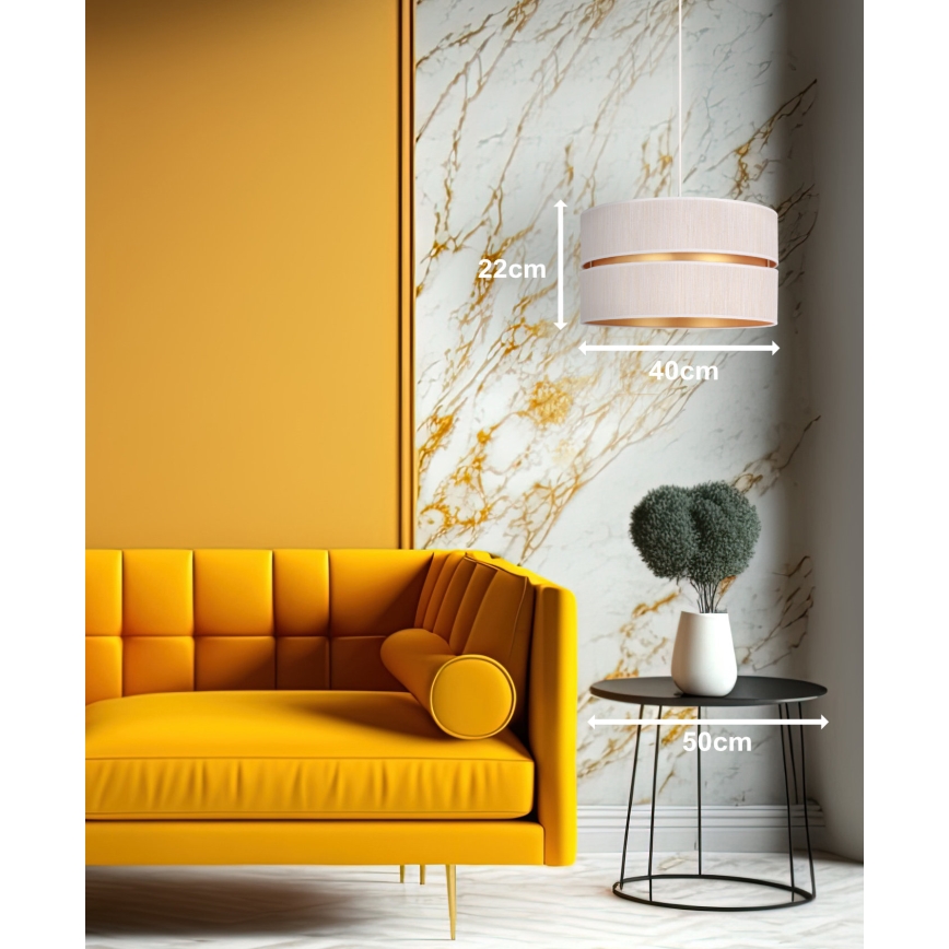Duolla - Lampadario a sospensione con filo DUO 1xE27/15W/230V diametro 40 cm color crema/oro