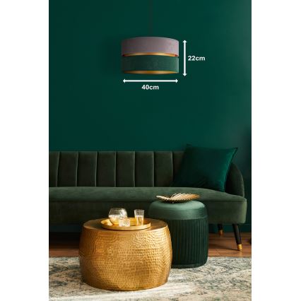 Duolla - Lampadario a sospensione con filo DUO 1xE27/15W/230V diametro 40 cm grigio/verde/oro