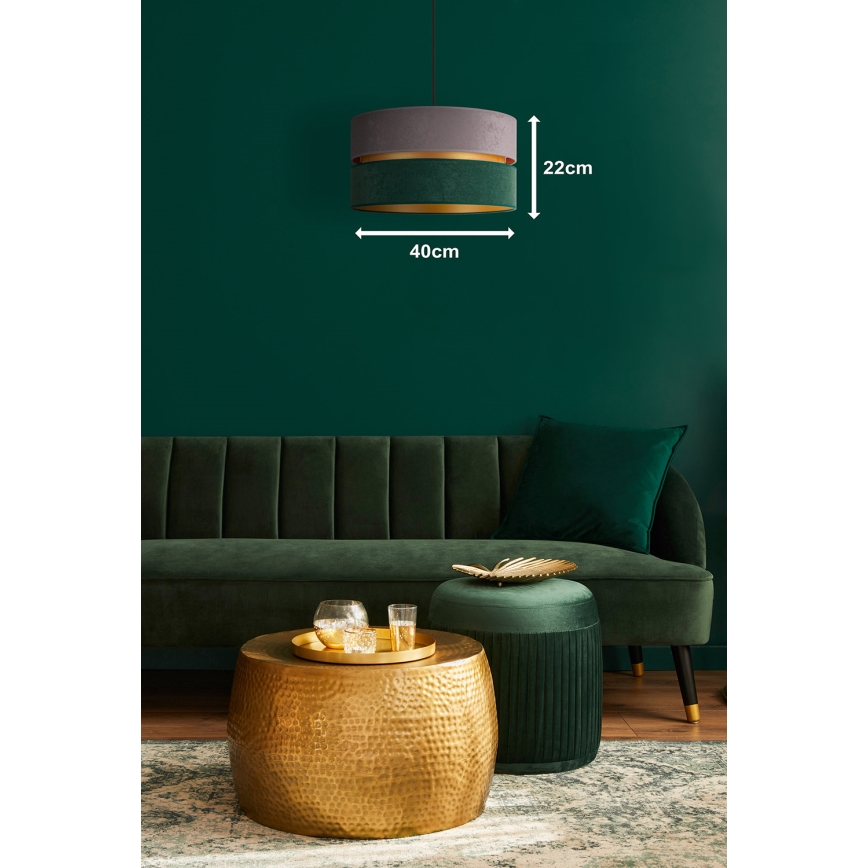 Duolla - Lampadario a sospensione con filo DUO 1xE27/15W/230V diametro 40 cm grigio/verde/oro