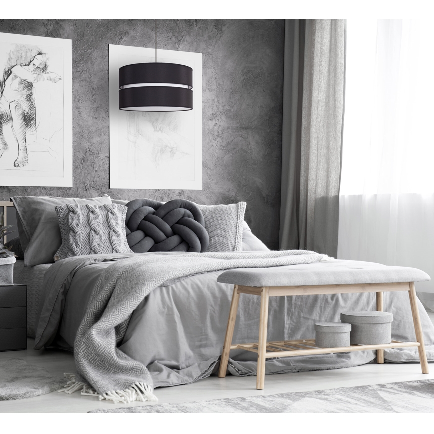 Duolla - Lampadario a sospensione con filo DUO 1xE27/15W/230V diametro 40 cm nero/bianco