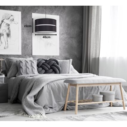 Duolla - Lampadario a sospensione con filo DUO 1xE27/15W/230V diametro 40 cm nero/bianco