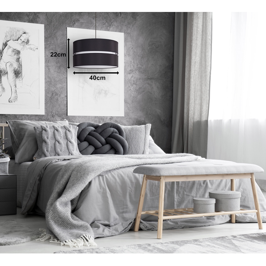 Duolla - Lampadario a sospensione con filo DUO 1xE27/15W/230V diametro 40 cm nero/bianco