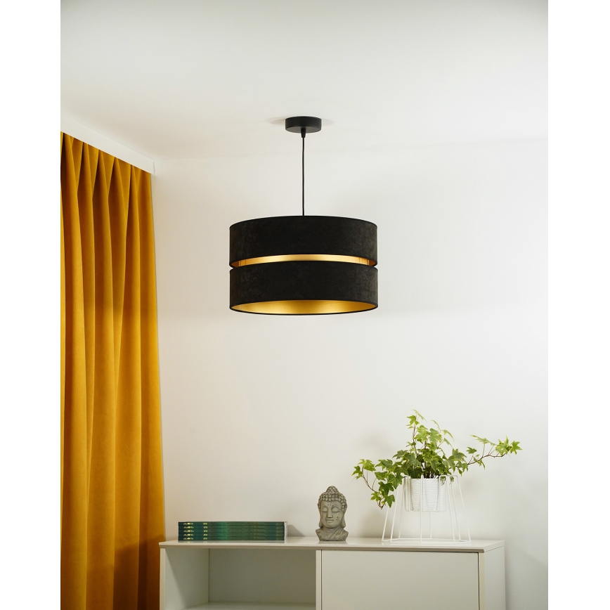 Duolla - Lampadario a sospensione con filo DUO 1xE27/15W/230V diametro 40 cm nero/oro