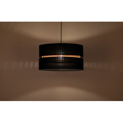 Duolla - Lampadario a sospensione con filo DUO 1xE27/15W/230V diametro 40 cm nero/rattan