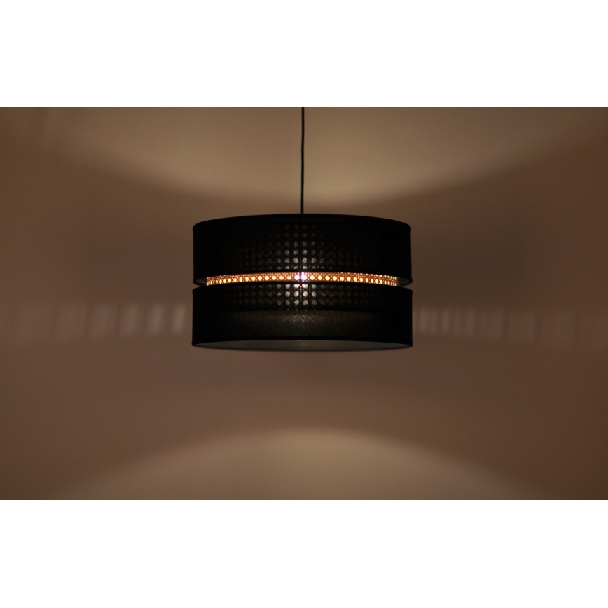 Duolla - Lampadario a sospensione con filo DUO 1xE27/15W/230V diametro 40 cm nero/rattan