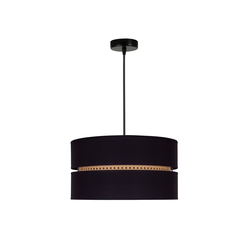 Duolla - Lampadario a sospensione con filo DUO 1xE27/15W/230V diametro 40 cm nero/rattan