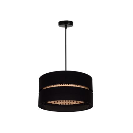 Duolla - Lampadario a sospensione con filo DUO 1xE27/15W/230V diametro 40 cm nero/rattan