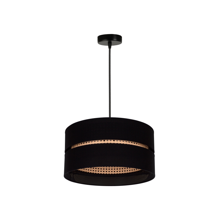 Duolla - Lampadario a sospensione con filo DUO 1xE27/15W/230V diametro 40 cm nero/rattan