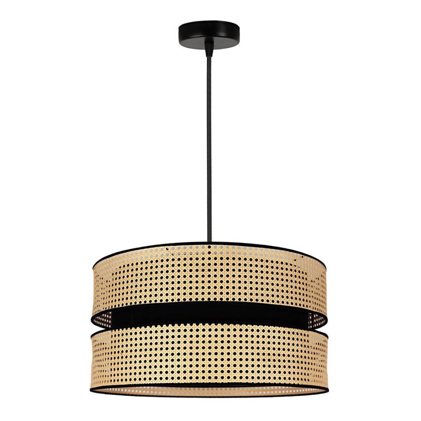 Duolla - Lampadario a sospensione con filo DUO 1xE27/15W/230V diametro 40 cm rattan/nero
