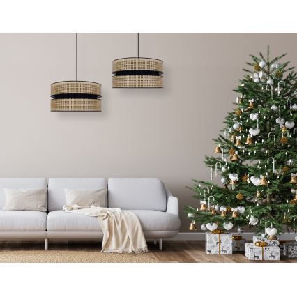 Duolla - Lampadario a sospensione con filo DUO 1xE27/15W/230V diametro 40 cm rattan/nero