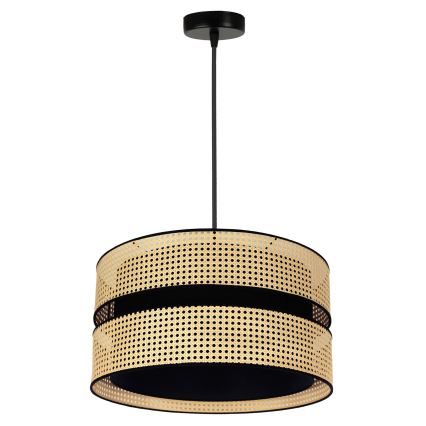 Duolla - Lampadario a sospensione con filo DUO 1xE27/15W/230V diametro 40 cm rattan/nero