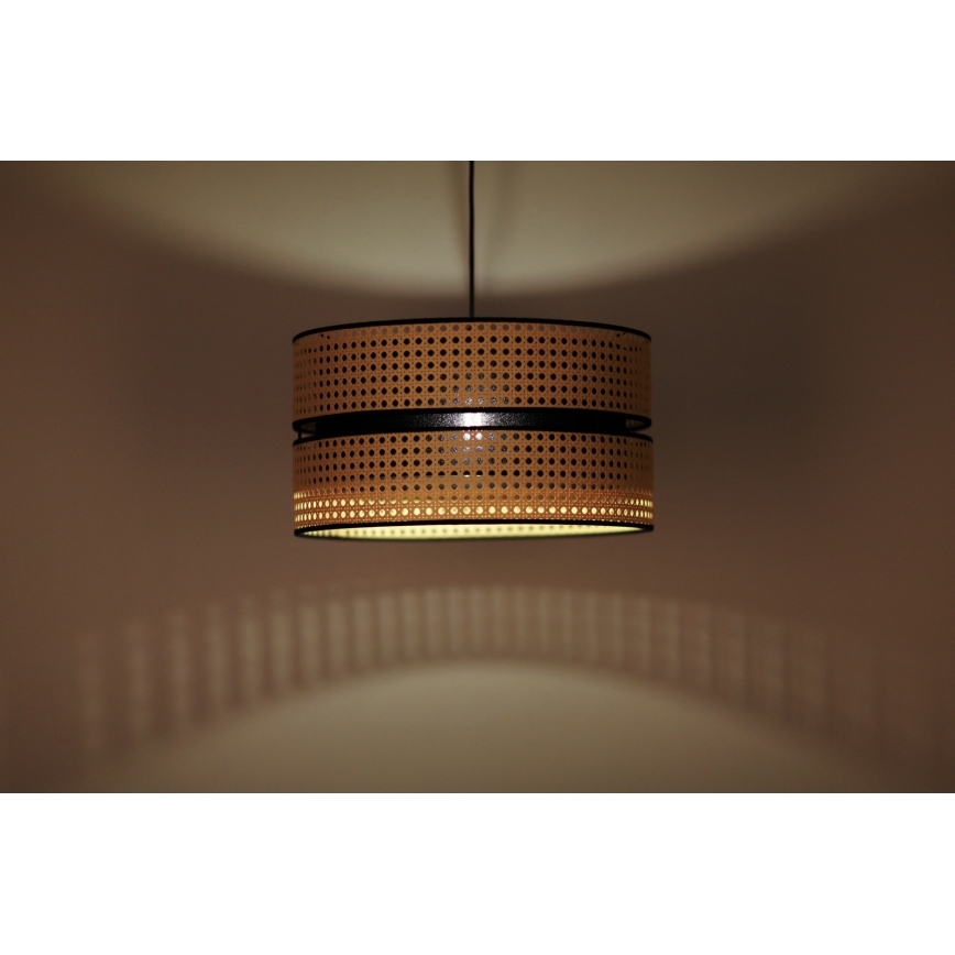 Duolla - Lampadario a sospensione con filo DUO 1xE27/15W/230V diametro 40 cm rattan/nero