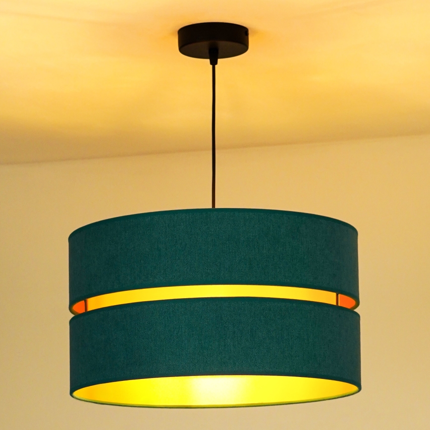 Duolla - Lampadario a sospensione con filo DUO 1xE27/15W/230V diametro 40 cm turchese/oro