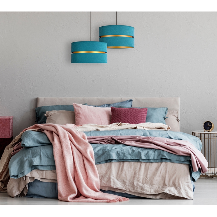 Duolla - Lampadario a sospensione con filo DUO 1xE27/15W/230V diametro 40 cm turchese/oro