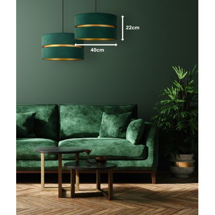 Duolla - Lampadario a sospensione con filo DUO 1xE27/15W/230V diametro 40 cm verde/oro