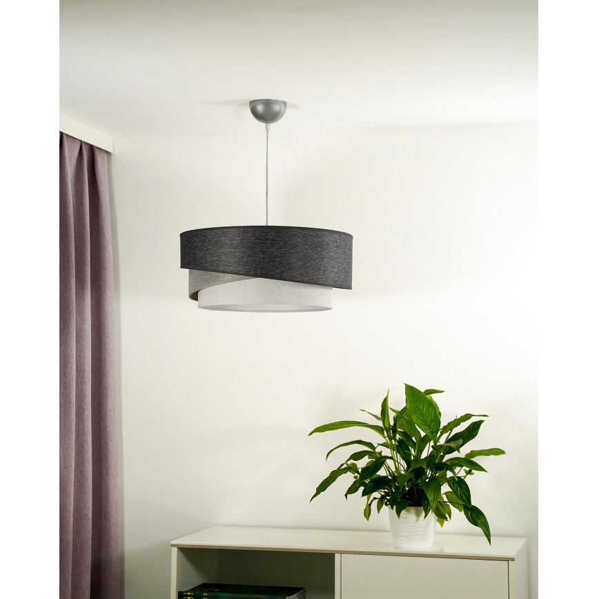 Duolla - Lampadario a sospensione con filo KOBO 1xE27/15W/230V diametro 45 cm antracite/grigio/bianco