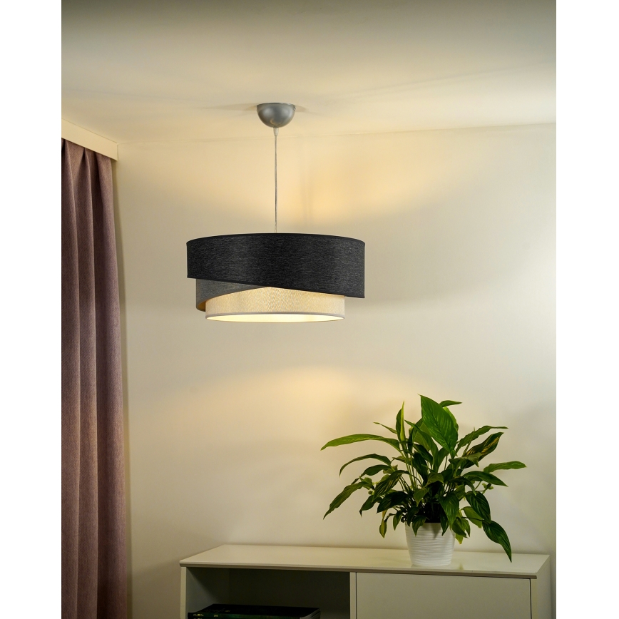 Duolla - Lampadario a sospensione con filo KOBO 1xE27/15W/230V diametro 45 cm antracite/grigio/bianco