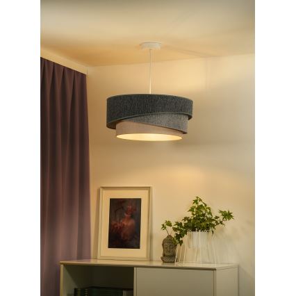 Duolla - Lampadario a sospensione con filo KOBO ECO RECYCLING 1xE27/15W/230V diametro 45 cm verde/grigio/color crema