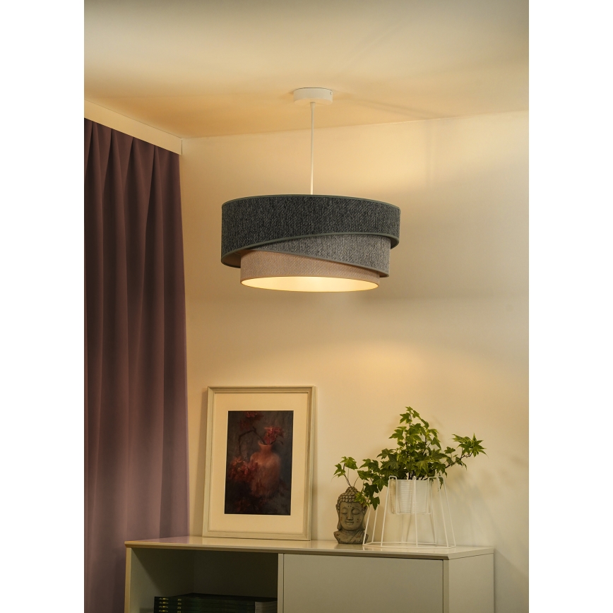 Duolla - Lampadario a sospensione con filo KOBO ECO RECYCLING 1xE27/15W/230V diametro 45 cm verde/grigio/color crema