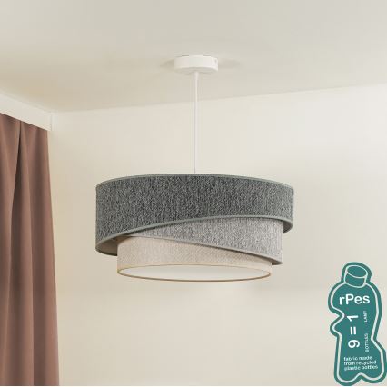 Duolla - Lampadario a sospensione con filo KOBO ECO RECYCLING 1xE27/15W/230V diametro 45 cm verde/grigio/color crema