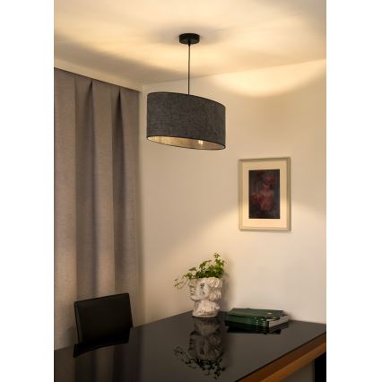 Duolla - Lampadario a sospensione con filo OVAL 1xE27/15W/230V grigio