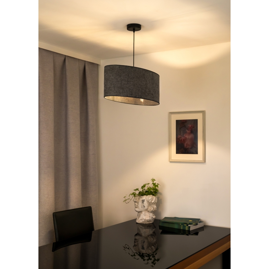 Duolla - Lampadario a sospensione con filo OVAL 1xE27/15W/230V grigio