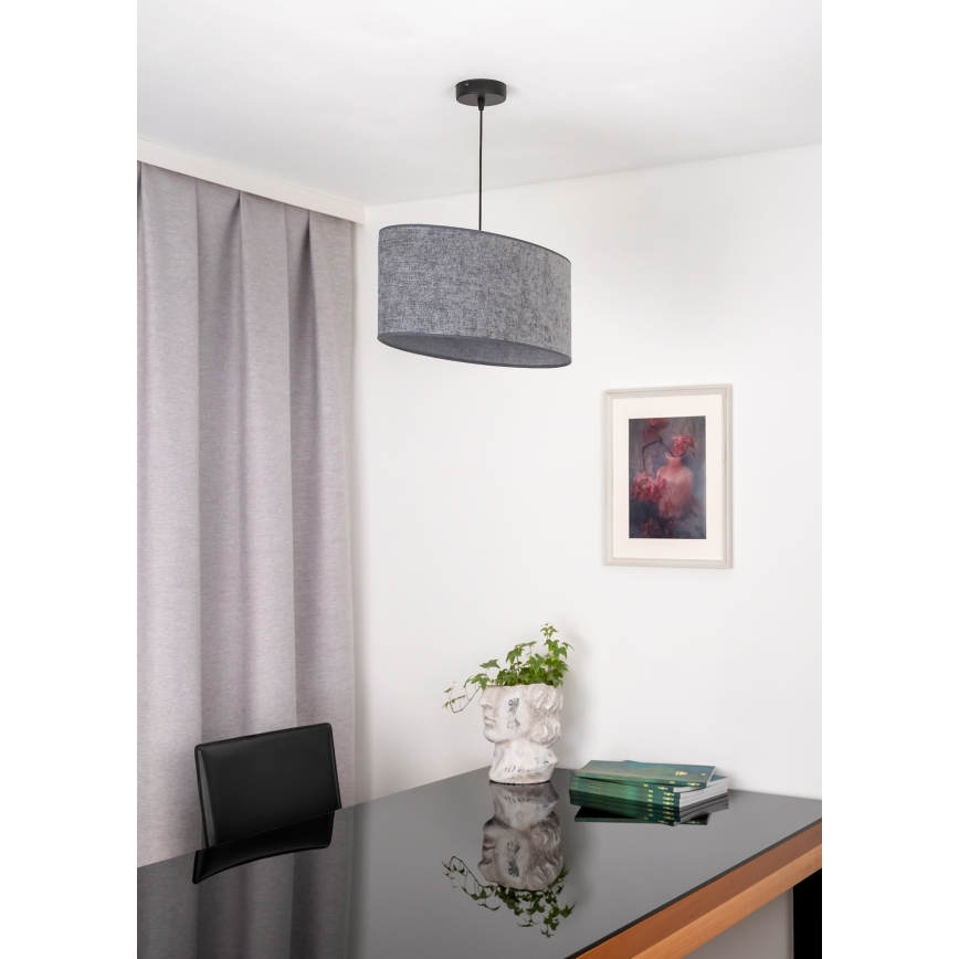 Duolla - Lampadario a sospensione con filo OVAL 1xE27/15W/230V grigio