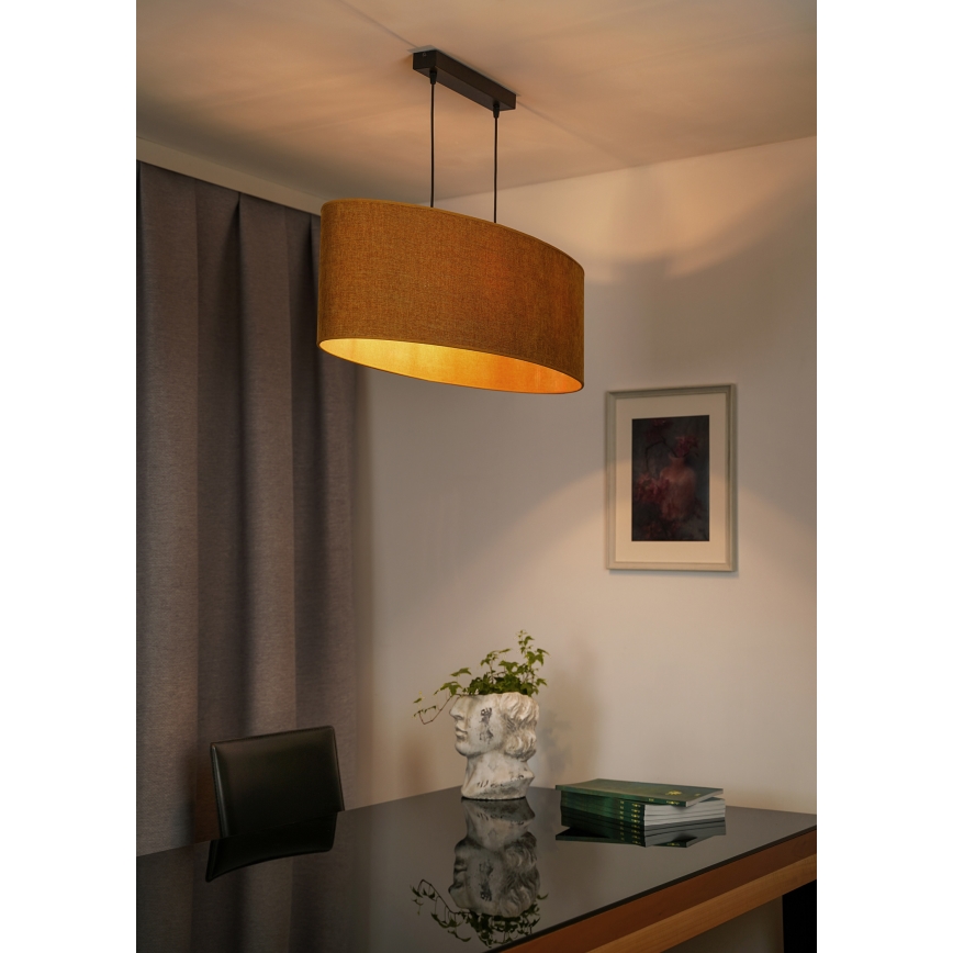 Duolla - Lampadario a sospensione con filo OVAL 2xE27/15W/230V marrone