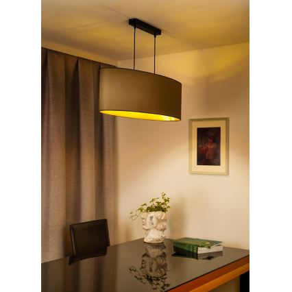 Duolla - Lampadario a sospensione con filo OVAL VEGAN 2xE27/15W/230V beige