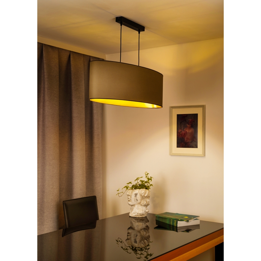Duolla - Lampadario a sospensione con filo OVAL VEGAN 2xE27/15W/230V beige