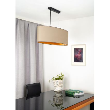 Duolla - Lampadario a sospensione con filo OVAL VEGAN 2xE27/15W/230V beige