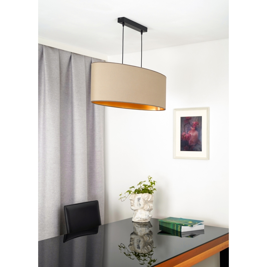 Duolla - Lampadario a sospensione con filo OVAL VEGAN 2xE27/15W/230V beige