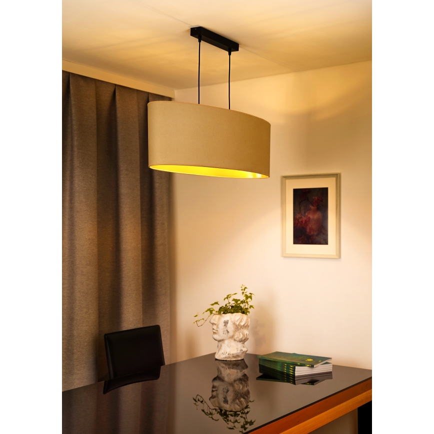 Duolla - Lampadario a sospensione con filo OVAL VEGAN 2xE27/15W/230V color crema